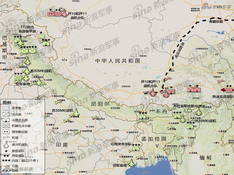 有报道称,中国甚至已向中印边界地区调遣大量军事装备,从而为采取包括