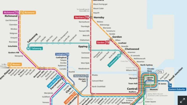 悉尼铁路线路图将重新绘制 全新西北地铁线将被加入地图中!